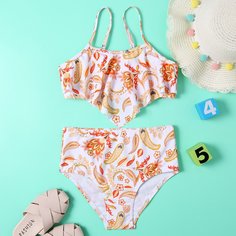 Преувеличенное кружево Цветочный Бохо Купальники для девочек Shein