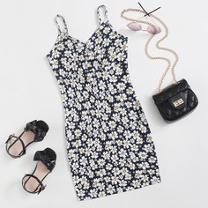 Платье с цветочным принтом для девочек Shein