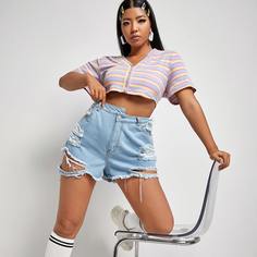 Рваные джинсовые шорты Shein