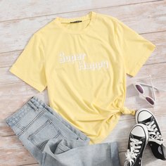 Футболка с текстовым принтом Shein