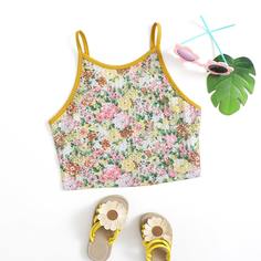 Топ на бретелях с цветочной отделкой для девочек Shein