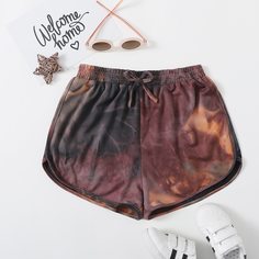 Шорты с принтом тай дай и узлом для девочек Shein