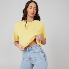 Однотонная короткая футболка Shein