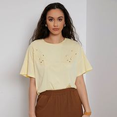 Топ с ажурной вышивкой Shein