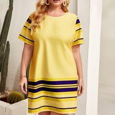 Клетчатый Повседневный Платья размер плюс Shein