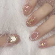 24шт накладные ногти с узором сердечка и 1 лист лента Shein