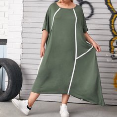 Асимметричное платье-футболка размера плюс Shein