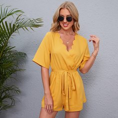 с поясом Одноцветный Повседневный Комбинезоны Shein