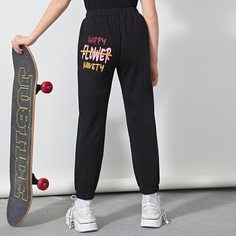 с карманами буква Спортивные брюки для девочек Shein