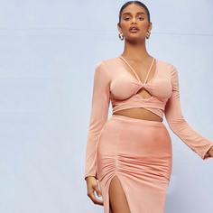 Короткий топ с узлом сзади Shein