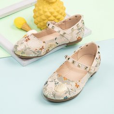 Туфли на плоской подошве с цветочным рисунком для девочек Shein