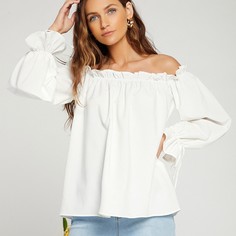 с оборками Одноцветный Бохо Блузы Shein