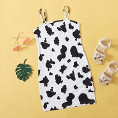 Облегающее платье с коровьим принтом для девочек Shein