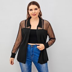 на молнии Одноцветный Повседневный Куртки размер плюс Shein