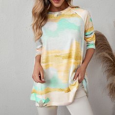Асимметричный Графический Повседневный Футболки Shein