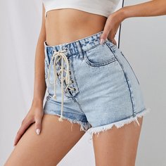 Джинсовые шорты со шнурком Shein