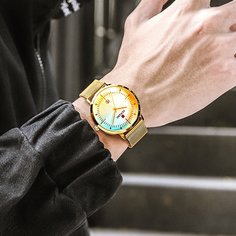 Мужские кварцевые часы с циферблатом и эффектом омбре Shein