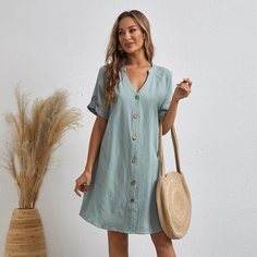 Стильное платье с пуговицами Shein