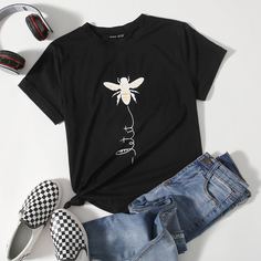 Животный Повседневный Футболки Shein