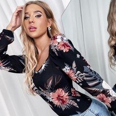 Цветочный Элегантный Футболки Shein
