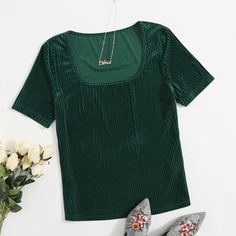 Одноцветный Очаровательный Футболка размера плюс Shein