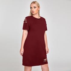 Рваное платье-футболка размера плюс Shein