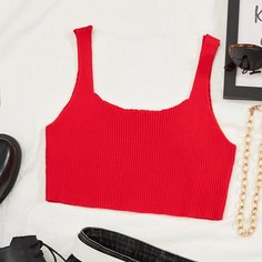 Трикотажный короткий топ Shein