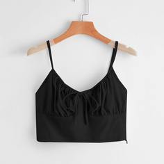 Топ со сборками на шнуровке Shein