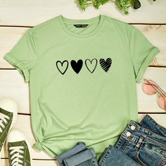Футболка с принтом сердечка Shein