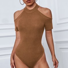 Однотонное боди-футболка Shein