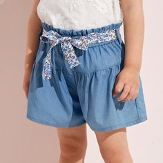 Пояс Цветочный Джинсовые шорты для девочек Shein