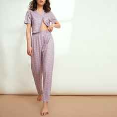 цветочный Повседневный Пижама Shein