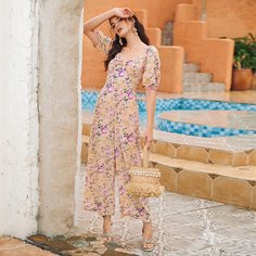 Со цветочками Бохо Комбинезоны Shein