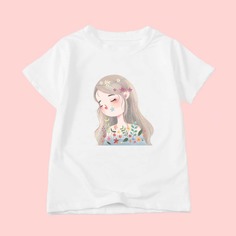 Цветочный Повседневный Футболки для маленьких девочек Shein