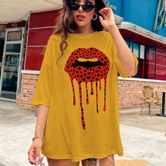 Футболка оверсайз с принтом "губы Shein