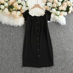 Пуговица Одноцветный Повседневный Платья размер плюс Shein