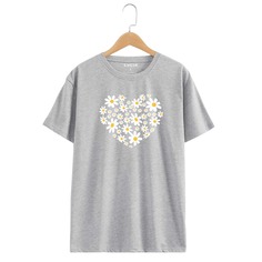 Цветочный Повседневный Футболки Shein