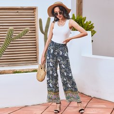 Брюки с цветочным принтом и узлом Shein