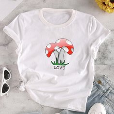 С карикатурой Повседневный Футболки Shein