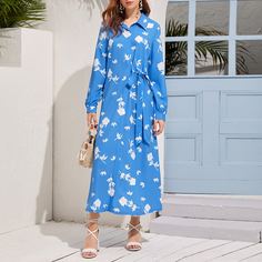 С батом перед Цветочный принт Повседневный Платье Shein