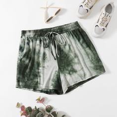 с карманами тай дай Повседневный Шорты размер плюс Shein