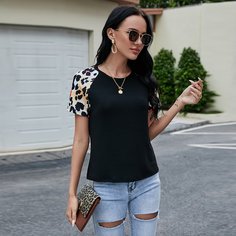 Леопардовый Повседневный Футболки Shein
