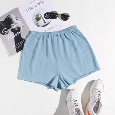 Однотонные шорты с необработанным низом Shein