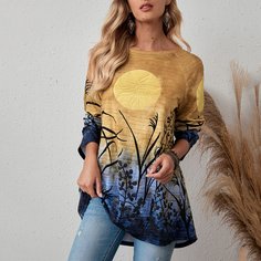Асимметричный Графический Повседневный Футболки Shein