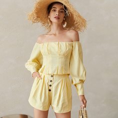 Однотонный топ с открытыми плечами Shein