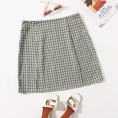 Юбка в клетку размера плюс с разрезом Shein