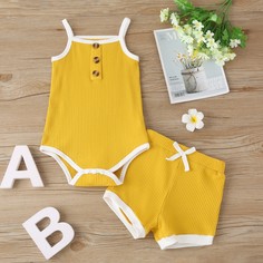 Боди на бретельках с контрастной отделкой и шорты для девочек Shein