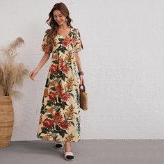 Цветочный принт Бохо Платье Shein
