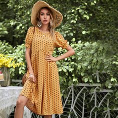 узел сзади В горошек Бохо Платье Shein