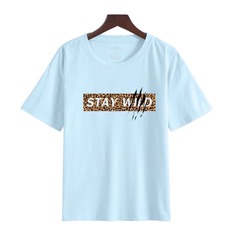 Футболка с текстовым и леопардовым принтом Shein